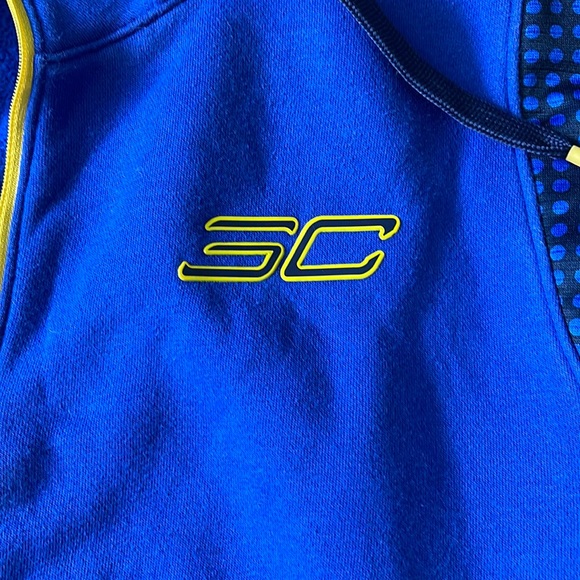 EUC Mens Under Armour Steph Curry SC Blue/Yellow Hoodie 1/4 Zip 1263971 Size 2XL - Picture 2 of 10